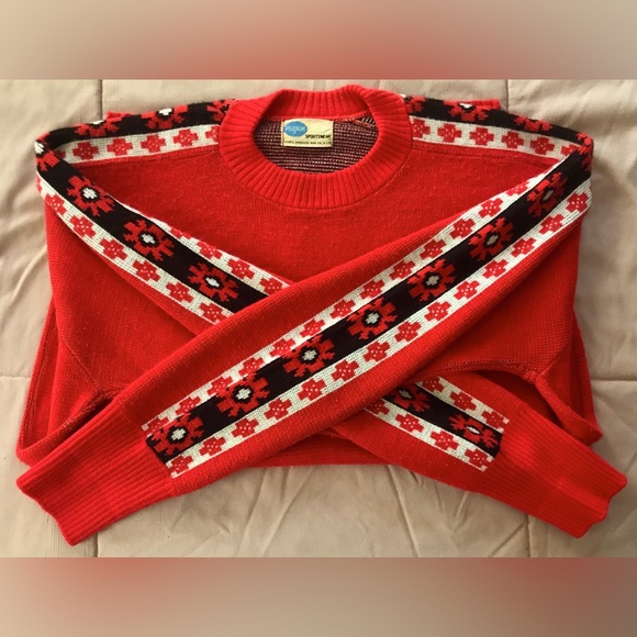 Sears, Roebuck and Co. Other - Vintage Pilgrim Sportswear by Sears, Roebuck & Co. Red Fair Isle Sleeve Sweater